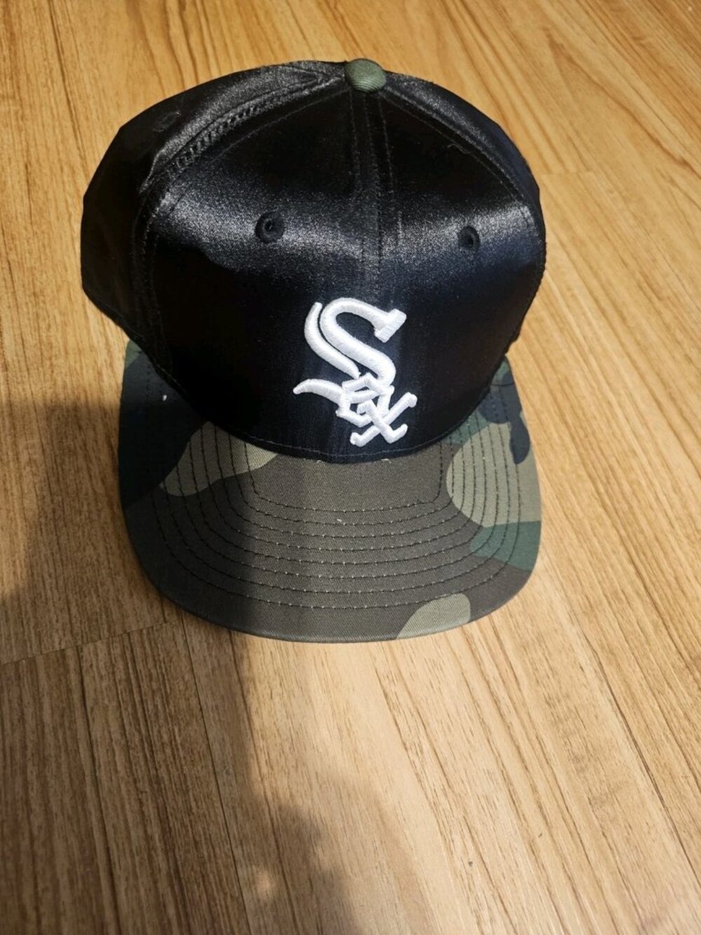 New Era 9Fifity Chicago White Sox Satin Camo Hat Cap Black and Green Snapback